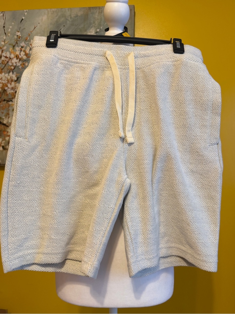 Goodfellow & Co Cream Herringbone Drawstring Athletic Shorts